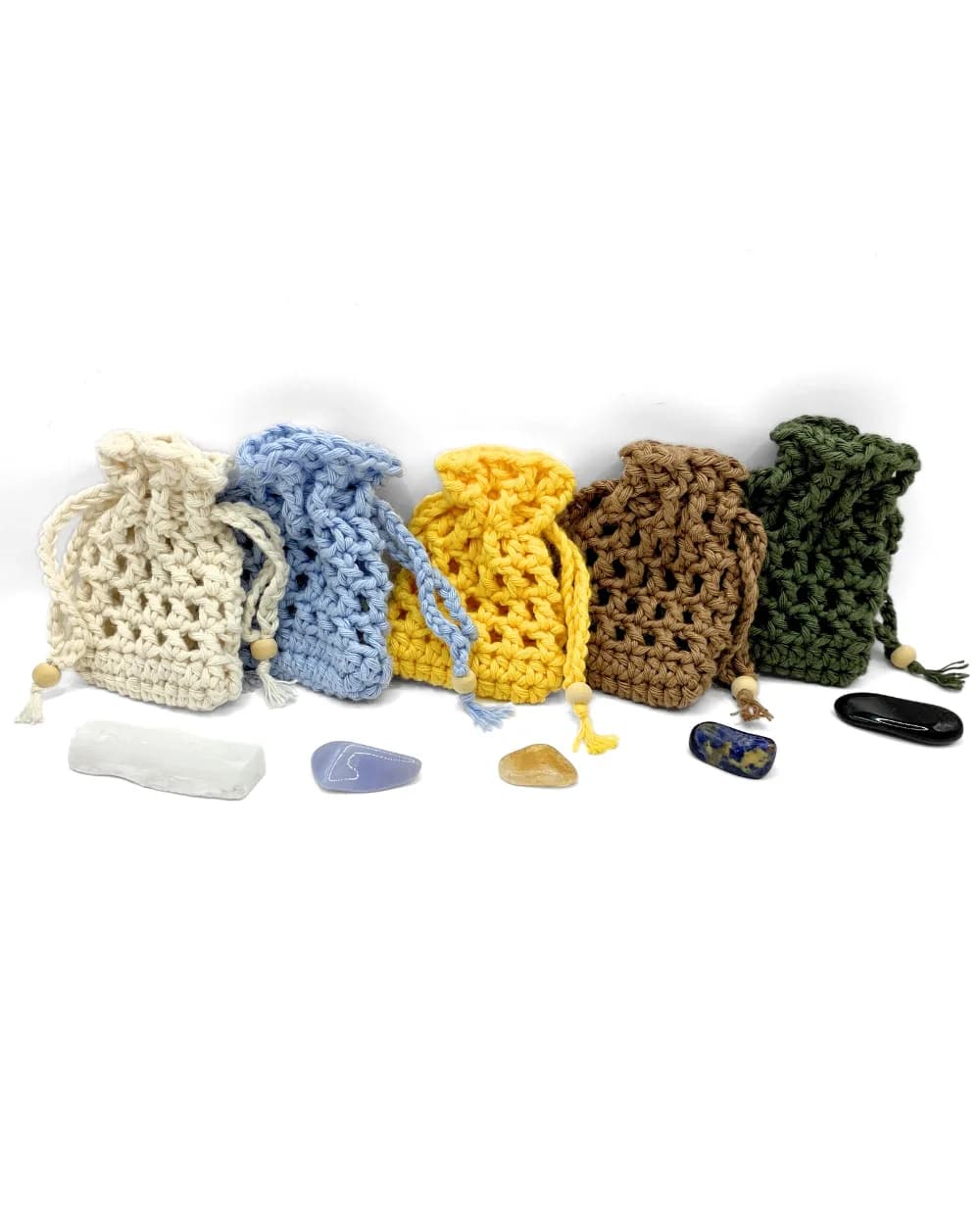 Crochet Crystal Pouch with Drawstring